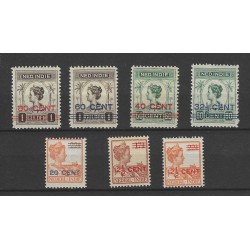 Dutch East Indies  142-148 provisional issue  MH/unused  CV 28 €