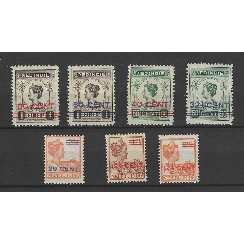 Dutch East Indies  142-148 provisional issue  MH/unused  CV 28 €