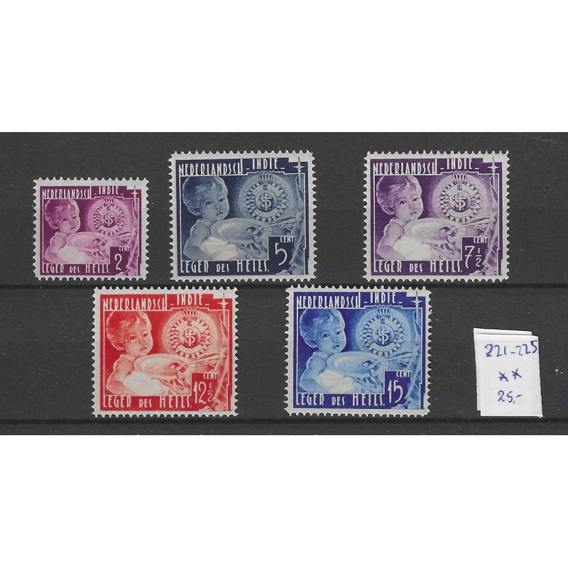 Ned. Indie  221-225 Leger des Heils  MNH/postfris  CV 25 €