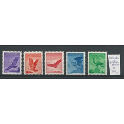 Liechtenstein 143-147 Luchtpost 1934 MH/ongebr  CV 280 € gerifftes papier