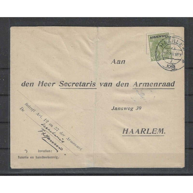 Nederland D5 Dienst op gelopen brief binnen Haarlem 1918  CV 125++€
