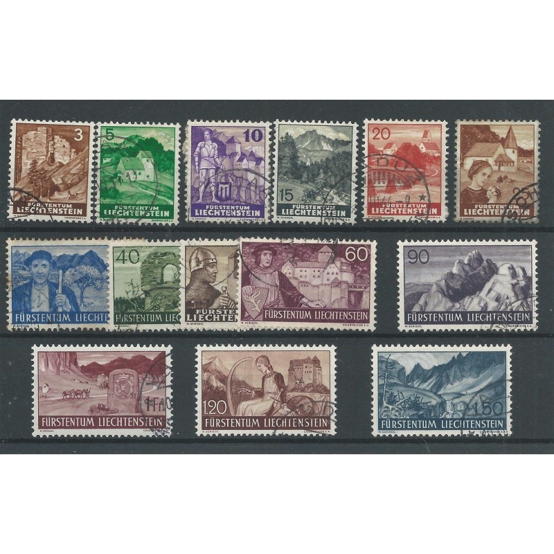 Liechtenstein 156-169 Landschaften und Burgen VFU/gebr  CV 150 €