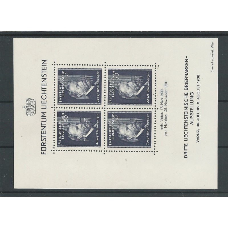 Liechtenstein BLOCK 3  Briefmarkenausstellung MNH  CV 80 €