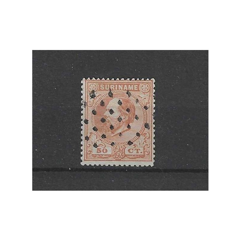 Suriname 13A Willem III  STOMP NUMERAL DOT CANCEL VFU/used CV 60+ €