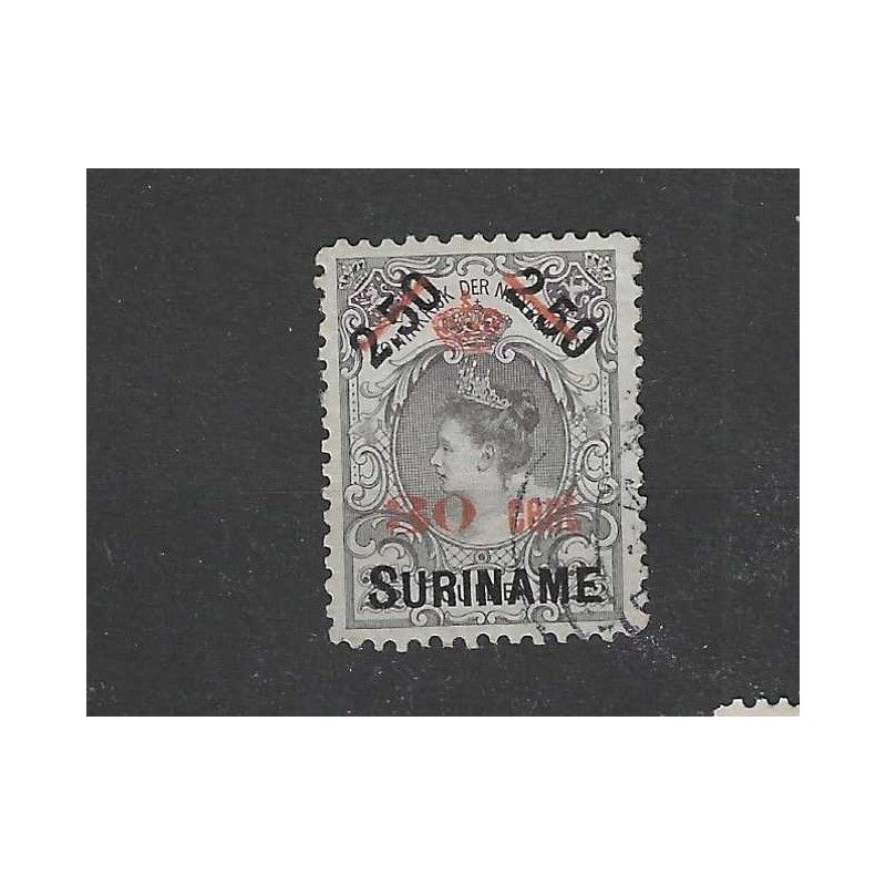 Suriname 64 Kroontjes opdruk  VFU/gebr CV  160 €