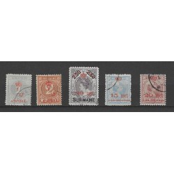 Suriname 60-64  Kroontjesopdrukken VFU/used CV  250 €