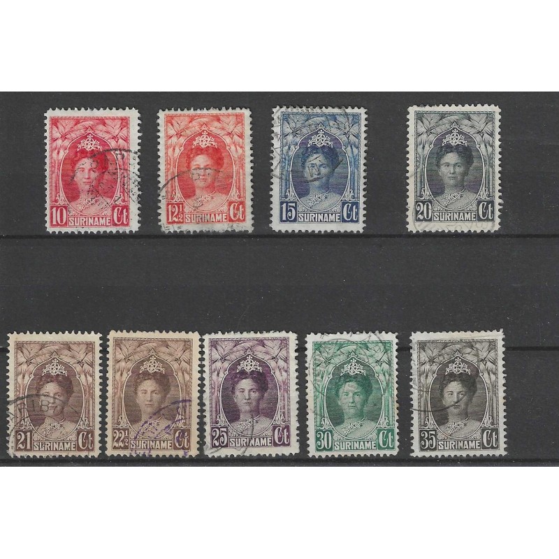Suriname 118-126 Wilhelmina VFU/used  CV  45 €