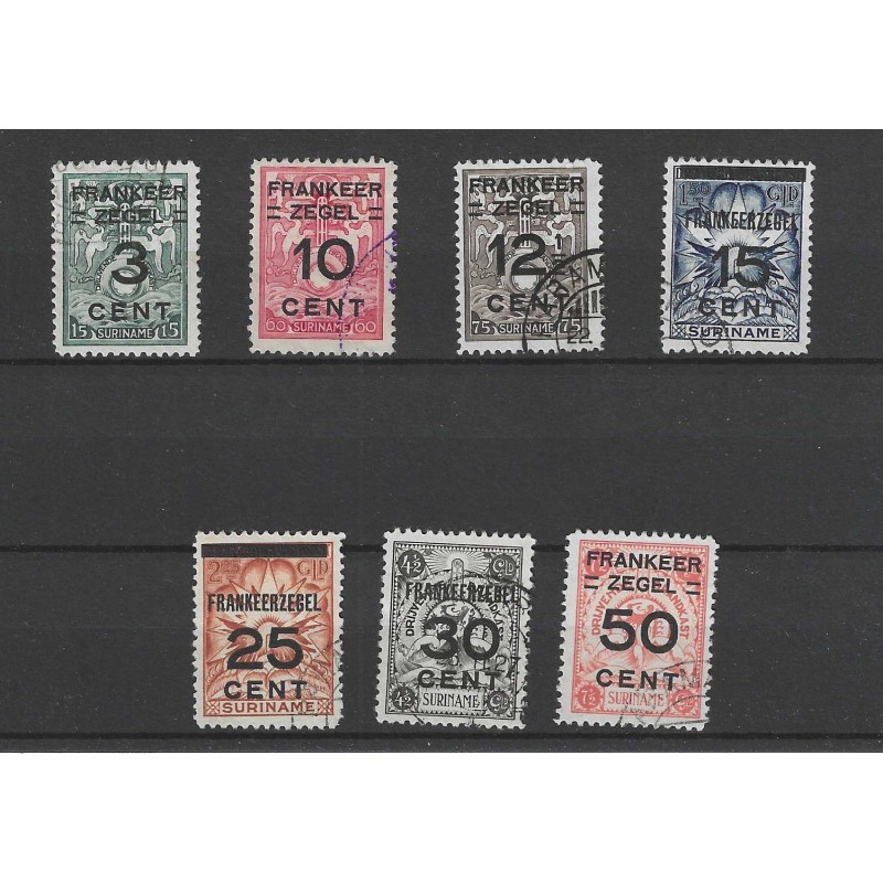 Suriname 130-136 Brandkastopdrukken VFU/gebr  CV  30 €