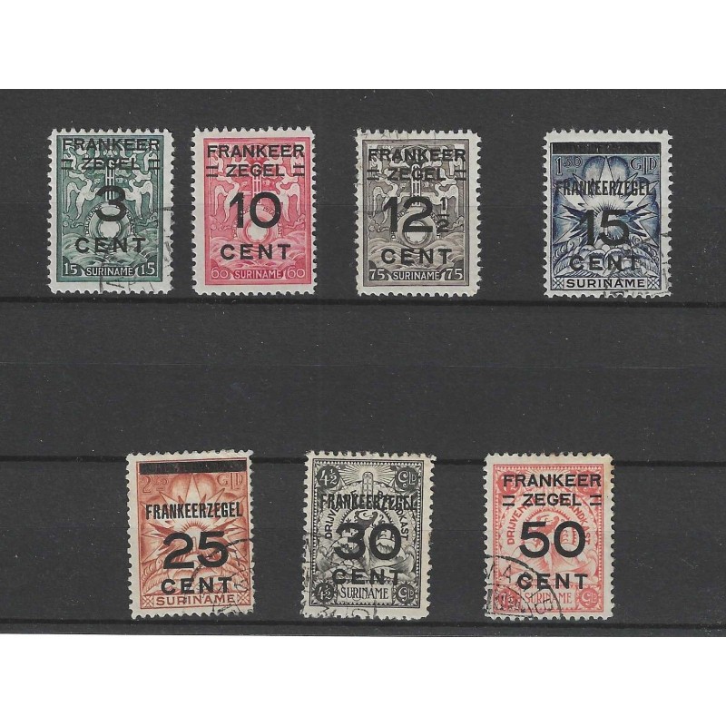 Suriname 130-136 Brandkastopdrukken VFU/used  CV  30 €