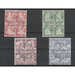 Netherlands R86-89 Child Welfare 1930 syncopated perforation blocks of 4 VFU/used  CV 150+ €