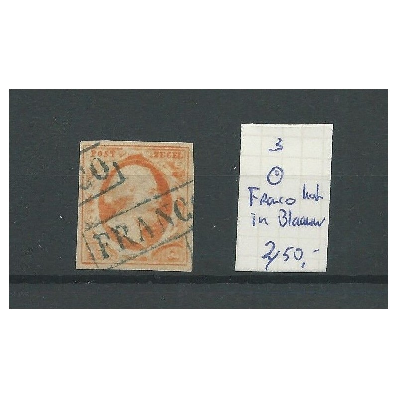 Netherlands 3 "FRANCO-kastje in BLUE" VFU/used  CV 450 €