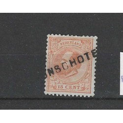 Netherlands 23  Willem III  "BUNSCHOTEN" straight-line cancel VFU/ used  CV 80+ €