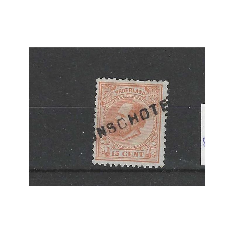 Netherlands 23  Willem III  "BUNSCHOTEN" straight-line cancel VFU/ used  CV 80+ €