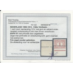 NETHERLANDS 51 "MISPERFORATIE"  randzegel  MH/unused  CV ?? € with BEFUND