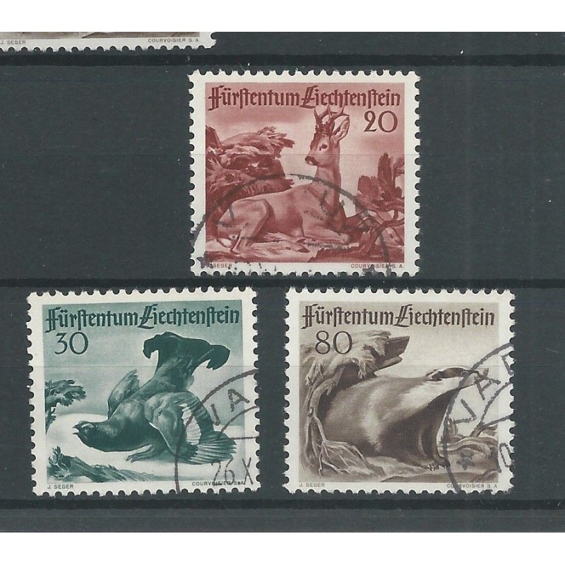 Liechtenstein  285-287 Jagd VFU/gebr CV 90 €