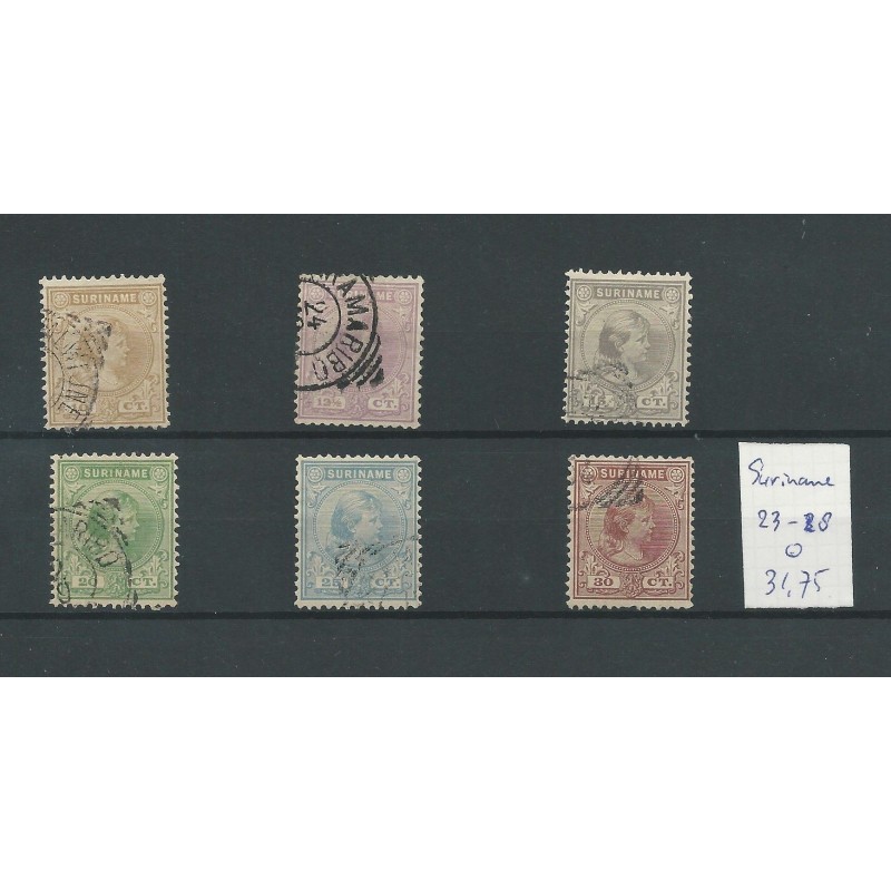 Suriname  23-28 Wilhelmina VFU/used  CV 31,75 €