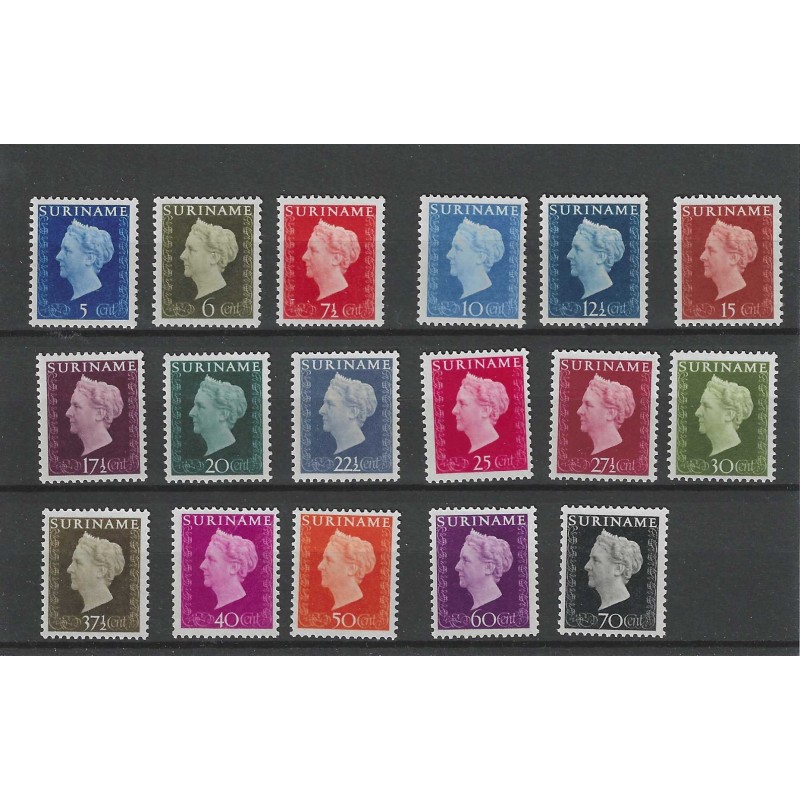 Suriname 257-273 Wilhelmina MNH CV 32 €
