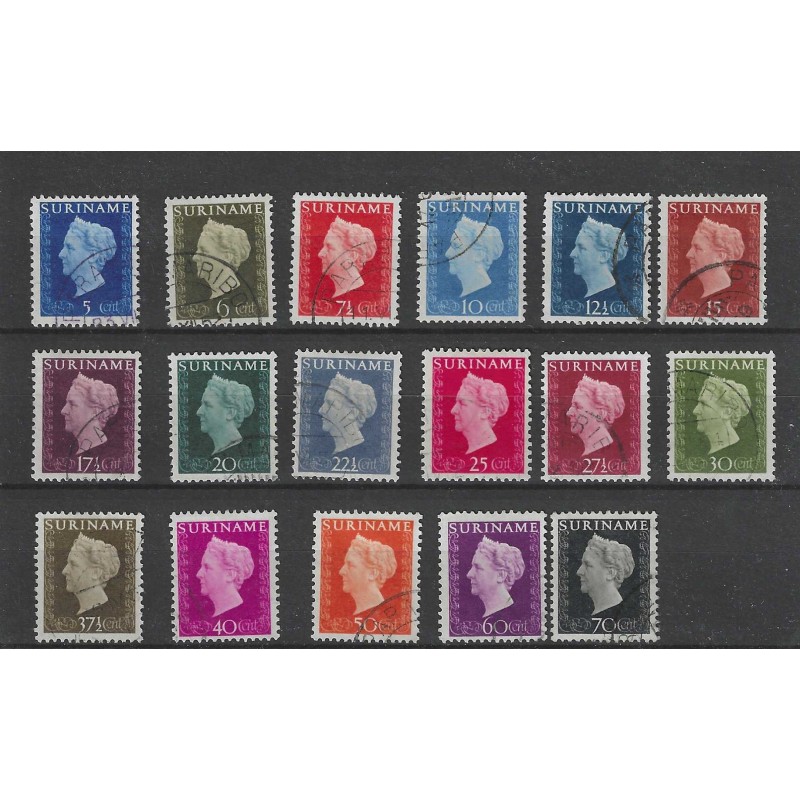 Suriname 257-273 Wilhelmina VFU/gebr CV 11 €