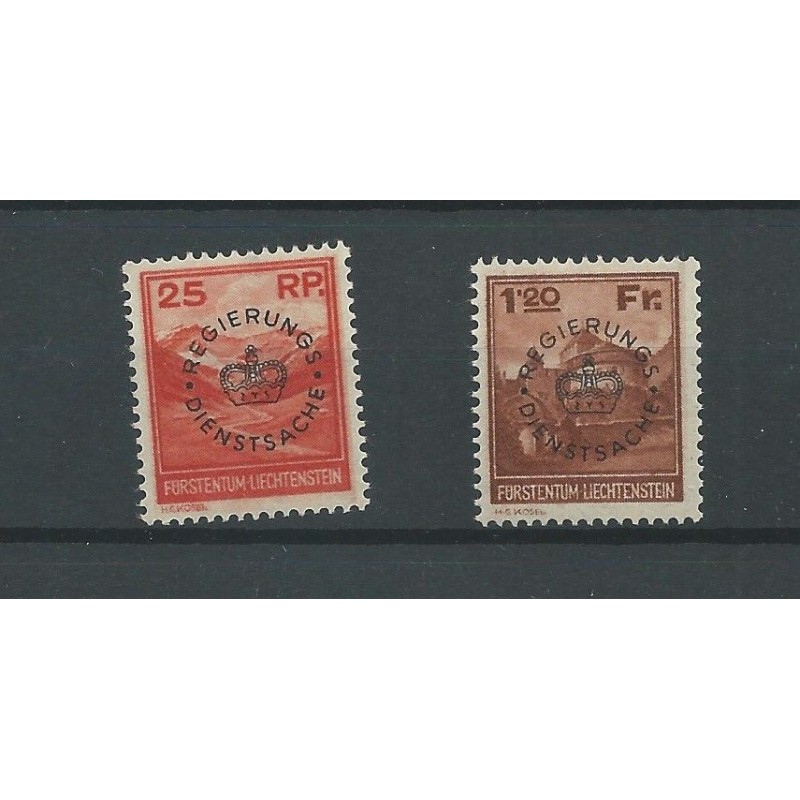 Liechtenstein D9-10 "REGIERUNGS/DIENSTSACHE" MH/used  CV 400 €