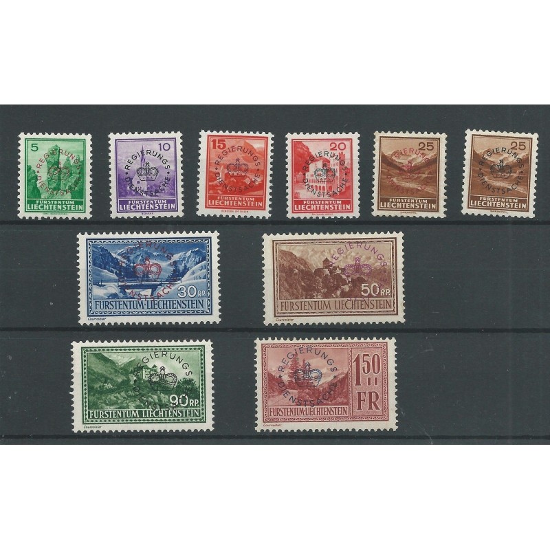 Liechtenstein D11-D19, D15a "REGIERUNGS/DIENSTSACHE" MH/used  CV 380 €