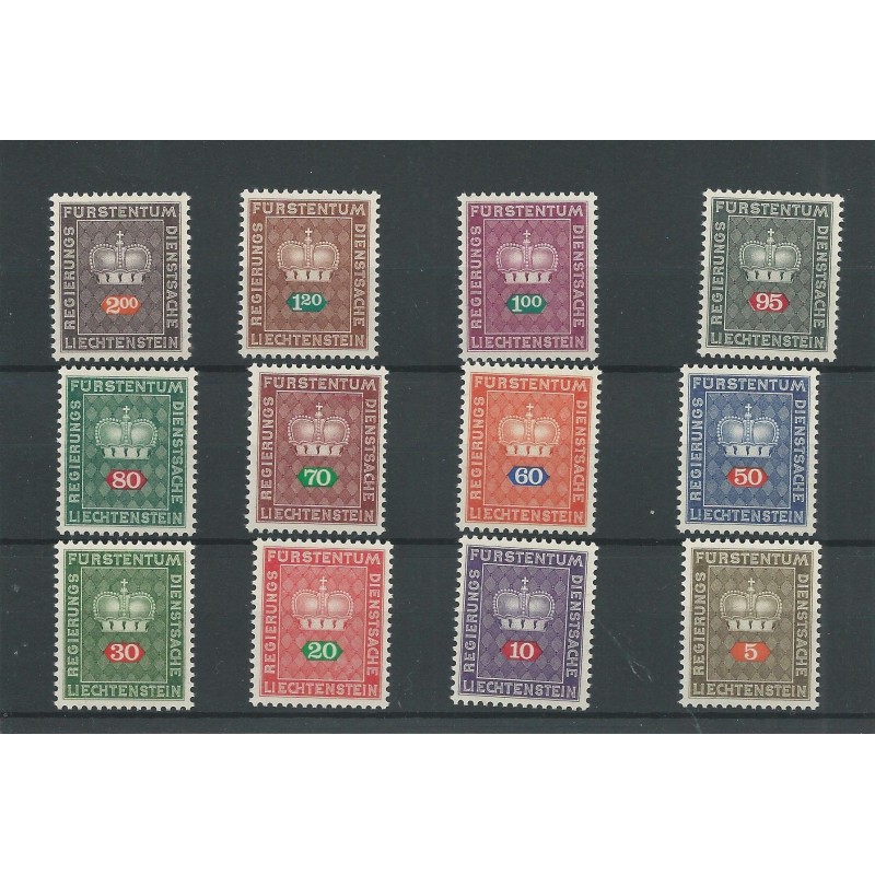 Liechtenstein D45-56  "DIENSTMARKE" MNH  CV 13 €