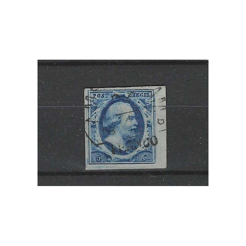 Nederland 1 plt III-50 Willem III  1852 Randzegel VFU/gebr  CV 50+ €