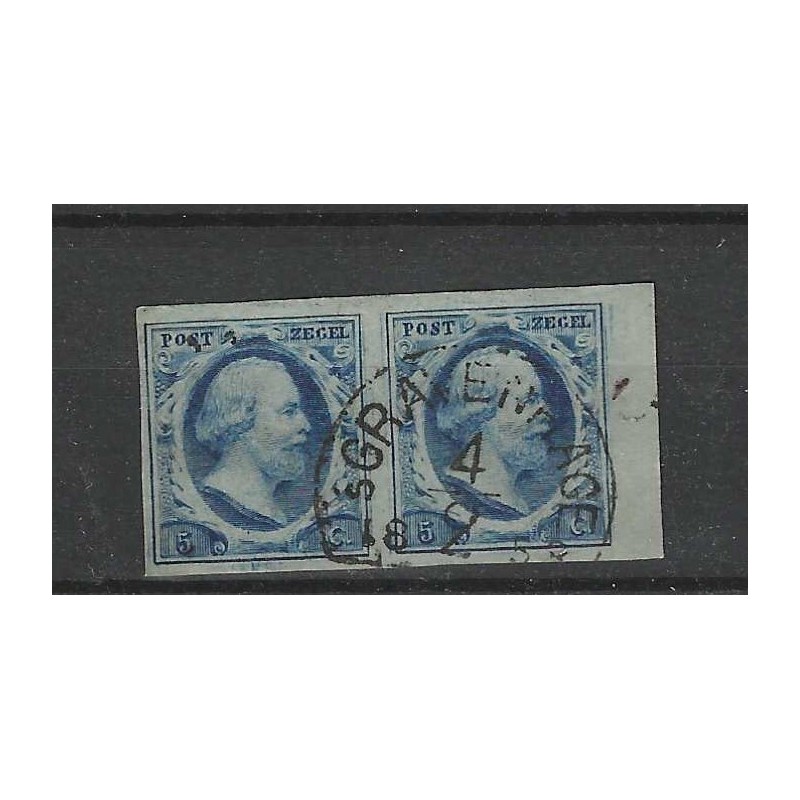 Nederland 1 plt III-4/5 Paartje Willem III "GRAVENHAGE-C" VFU/gebr  CV 200+ €