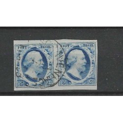 Netherlands 1 plt II-19/20 Pair Willem III "GRANVENHAGE-C" VFU/used  CV 325+ €