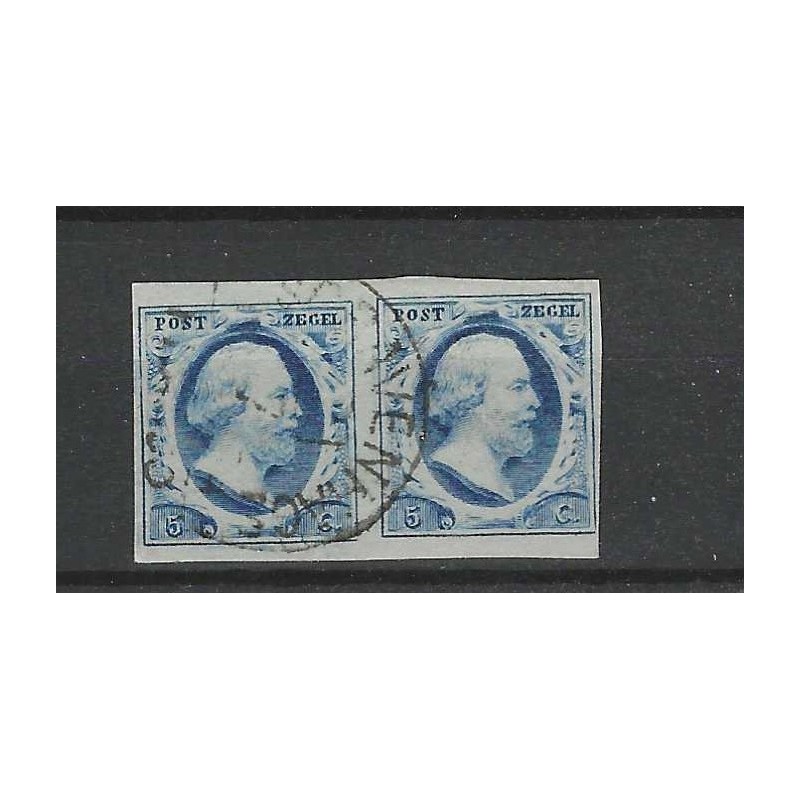Netherlands 1 plt II-19/20 Pair Willem III "GRANVENHAGE-C" VFU/used  CV 325+ €