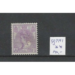 Nederland 59 PM1 Wilhelmina "lang violet streepje in bontkraag" MNH/postfris CV 140€