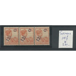 Suriname  115/115f/115  strip of 3 MNH and MH/unused  CV 250 €
