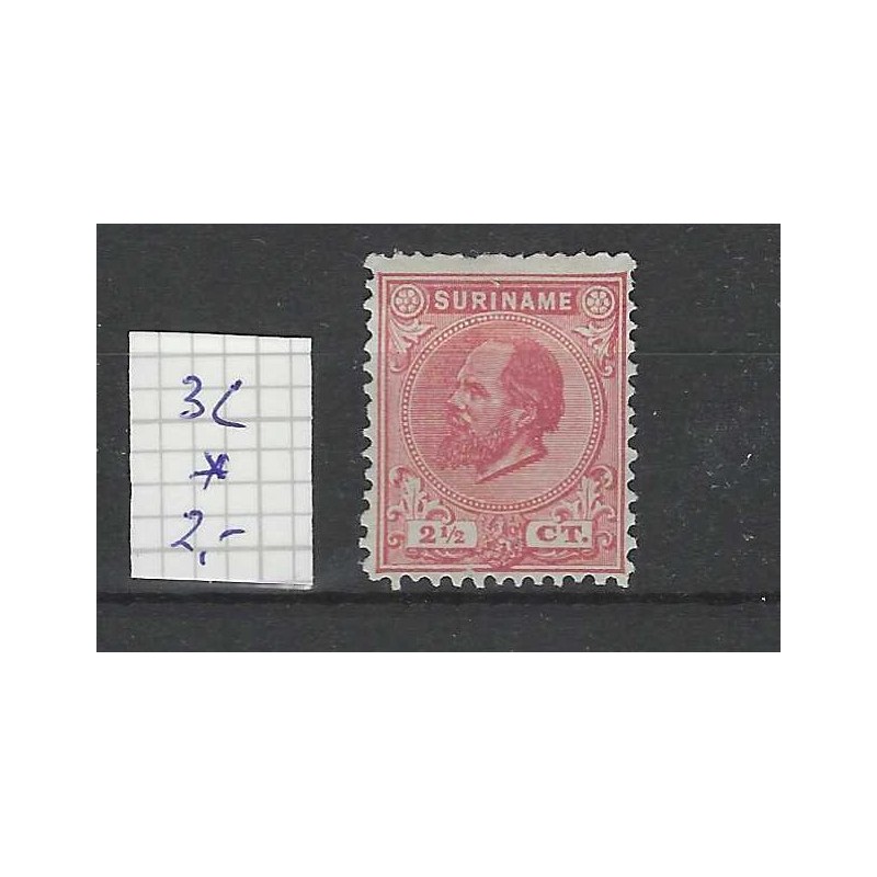 Suriname 3c Willem III 1873  MH/ongebr  CV 2 €