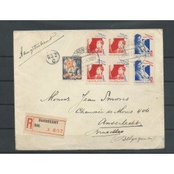 Netherlands R90 (block 4), P93 (pair) on Registered cover to Brussel Belgium CV 100+ €