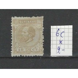 Suriname 6c Willem III 1873  MH/unused  CV 9 €