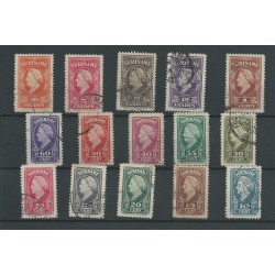 Suriname 229-243  Wilhelmina VFU/used  CV 74 €