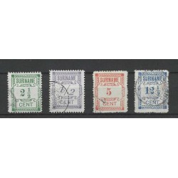 Suriname 65-68 Provisional issue  VFU/used CV 25 €