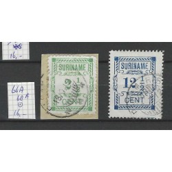 Suriname 66A, 68A Provisional issue  VFU/used CV 16 €