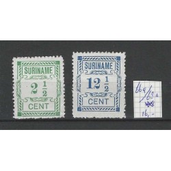 Suriname 66A, 68A Provisional issue  MH/unused CV 16 €