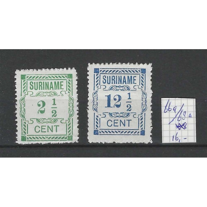 Suriname 66A, 68A Hulpuitgifte  MH/ongebr CV 16 €