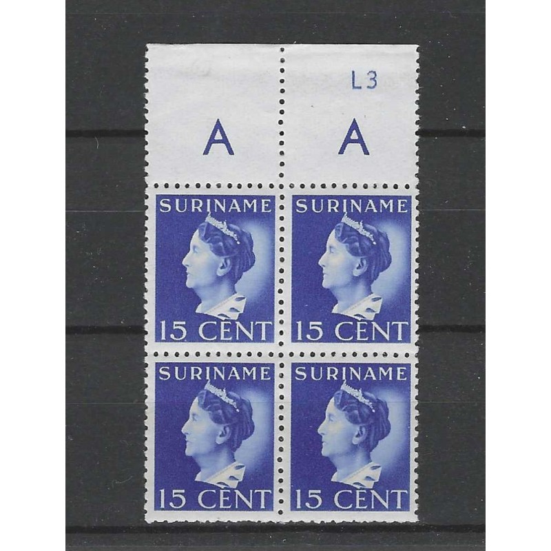 Suriname 194 Wilhelmina block 4  MNH/ MH/unused CV 100 €