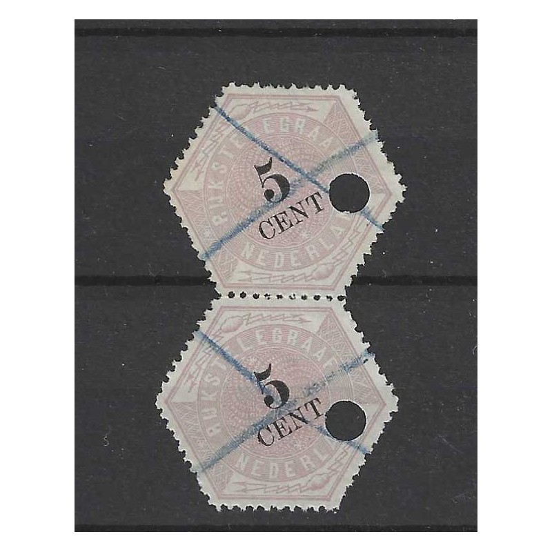 Netherlands TG3 Telegram 5 ct  pair  VFU/used  CV 25++ €