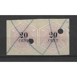 Netherlands TG6  Telegram 20 ct  pair  VFU/used  CV 34++ €