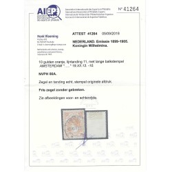 Netherlands 80 Wilhelmina 10Gld  VFU/used CV 850 € Certificate !