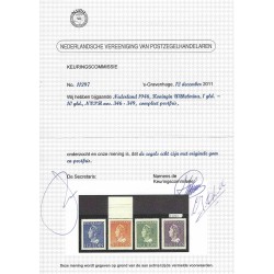 Nederland 346-349 Wilhelmina  MNH/postfris CV 455 € Certificaat !!