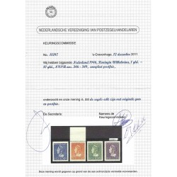 Netherlands 346-349 Wilhelmina  MNH CV 455 € Certificate !!