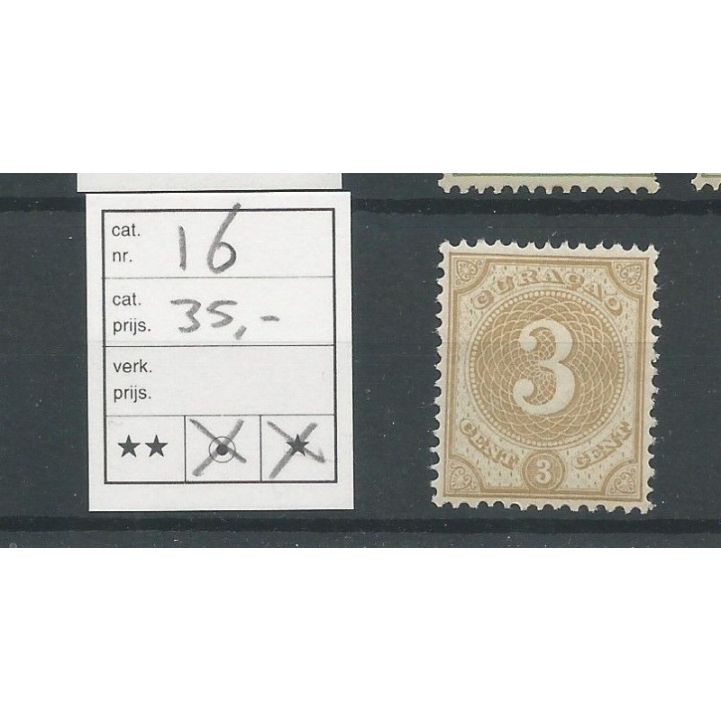 Curaçao 16 Numeral 3 ct  MNH CV  35 €