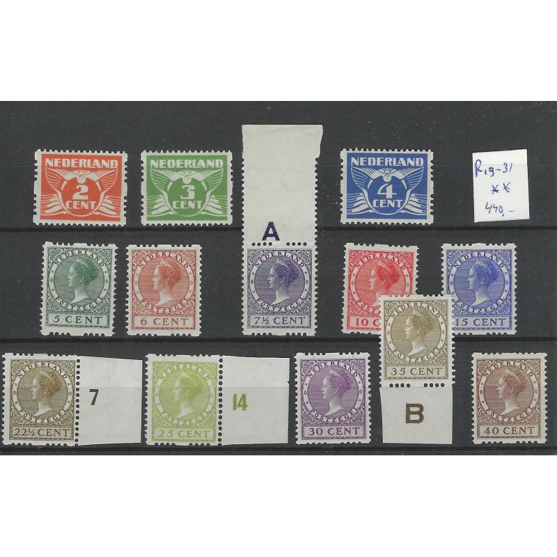 Nederland R19-31 Tweezijdige Roltanding m. wm.  MNH/postfris CV 440 €