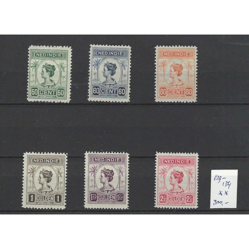 Ned. Indie 129-134 Wilhelmina serie  MNH/postfris  CV 300 €