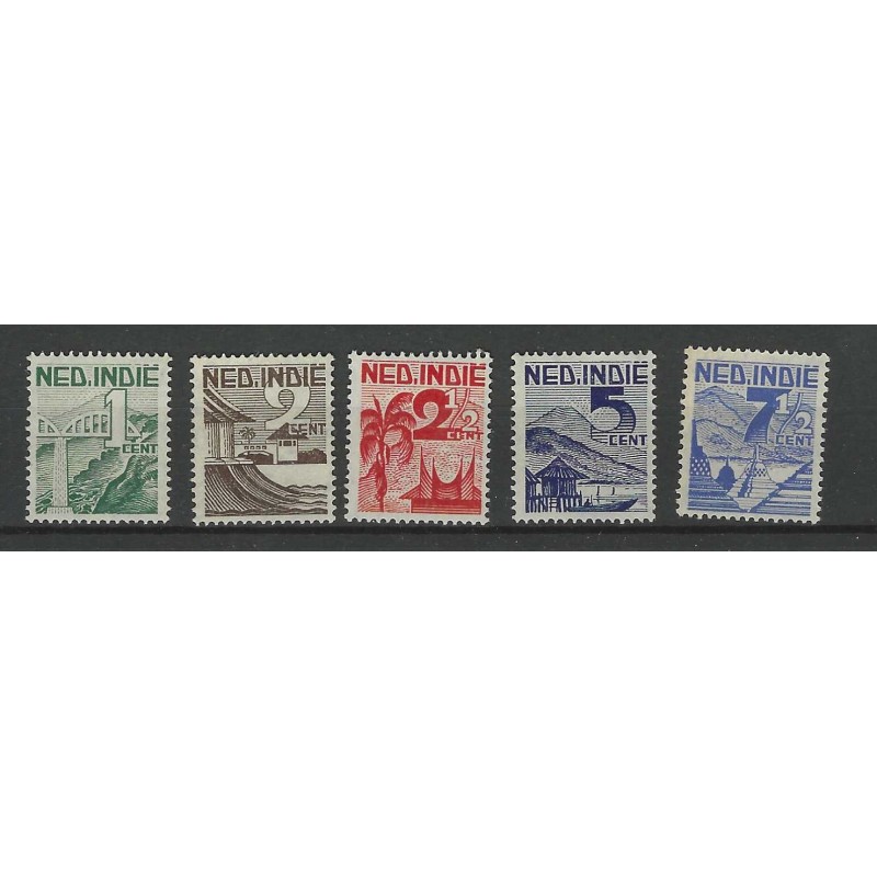 Ned. Indie  317-321 Verschillende voorstellingen MNH/postfris  CV 2,0 €