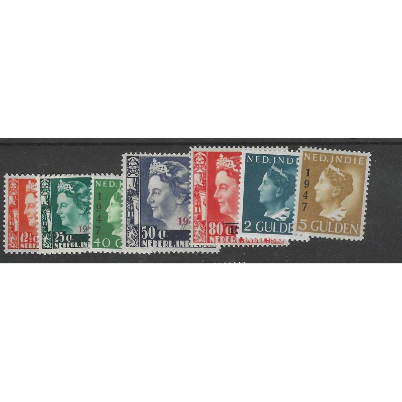 Ned. Indie  326-332 Zegels met Opdruk  MNH/postfris  CV 23 €